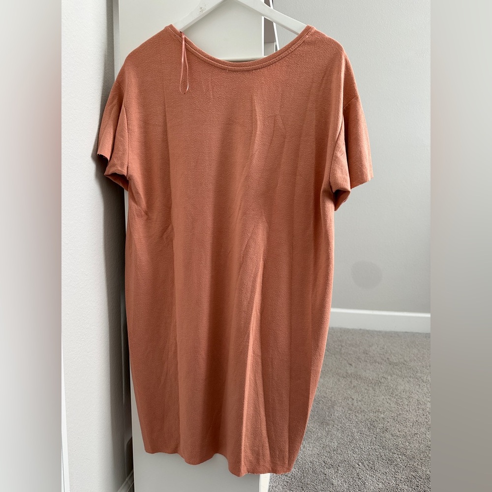 Zara Women's Terracotta Short Sleeve Dress with Pockets! - Picture 2 of 5